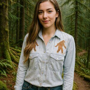 American Eagle Sz S/P  Vintage Boyfriend Western Pearl Snap Yetti Cowgirl